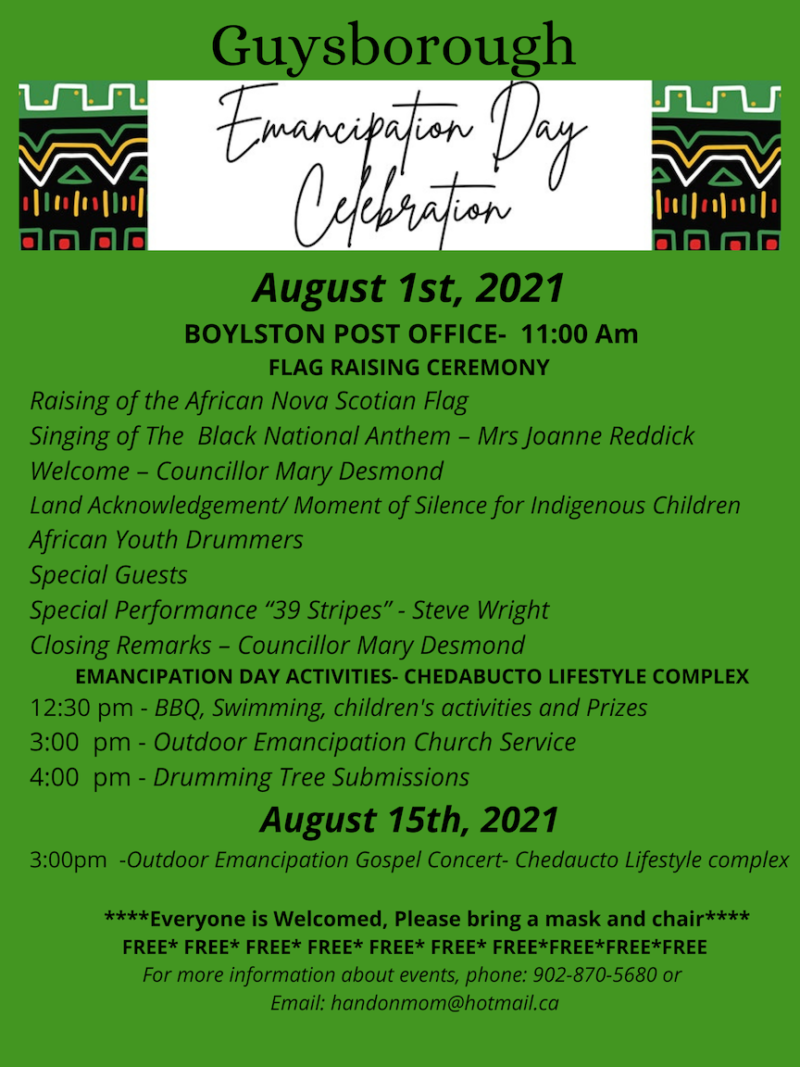 Emancipation Day Celebration August 2021 Guysborough Historical Society Emancipation Day Celebration August 2021 Guysborough Historical Society