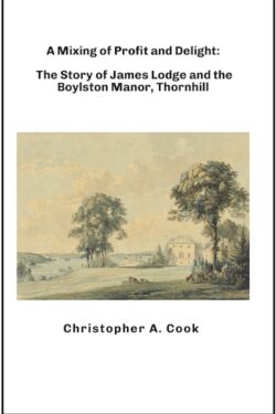 Painting of Manor House set back on large open lawn with trees framing the view of the house.